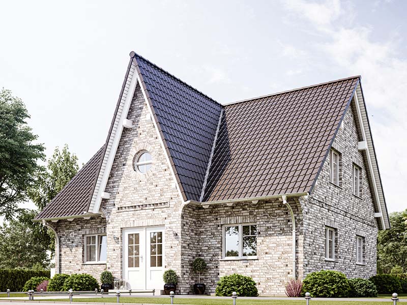 Ein fertiges Heinz von Heiden Haus mit Garten